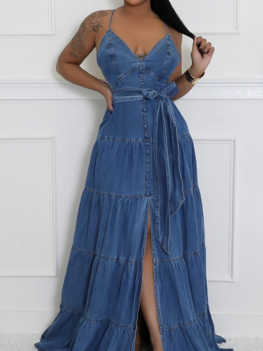 The Button-Down Cute Denim Dress
