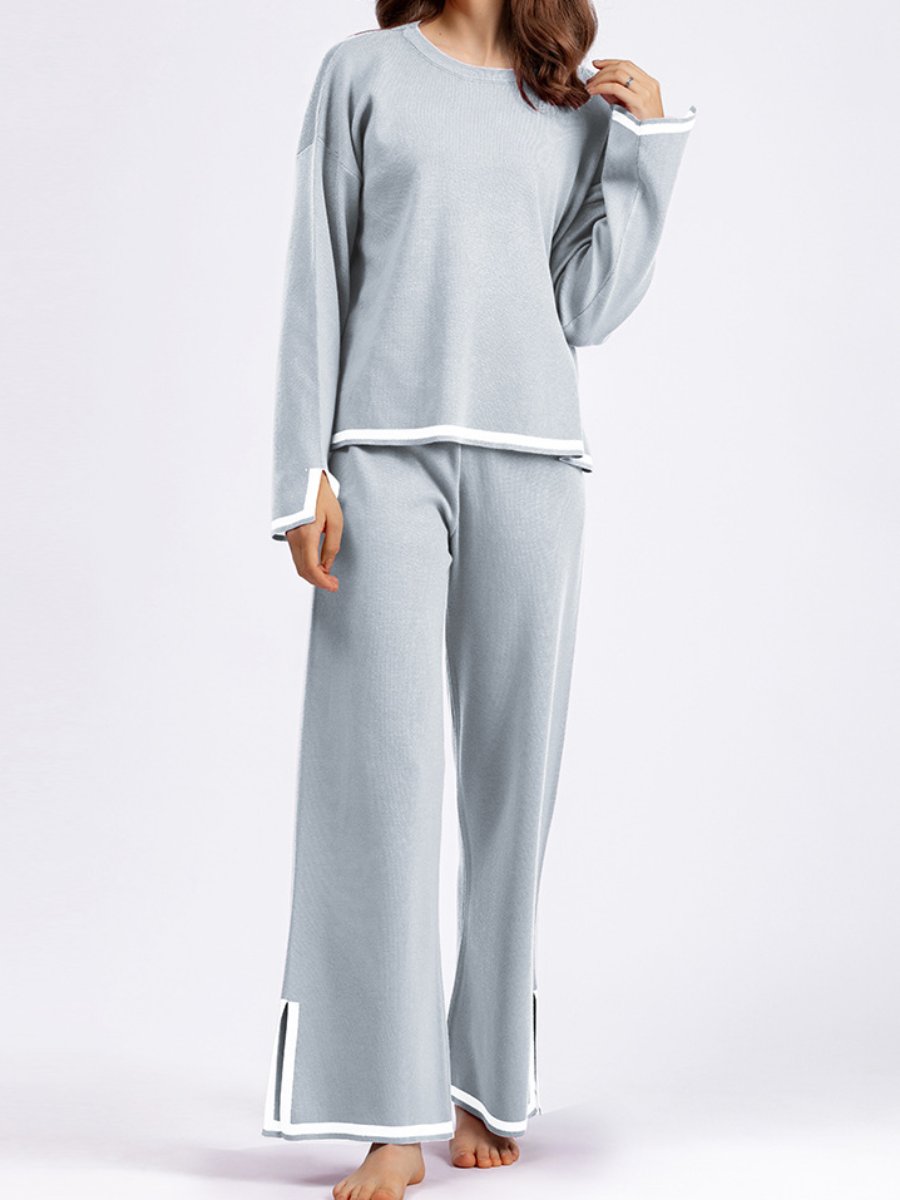 Contrast Split Knitted Suit