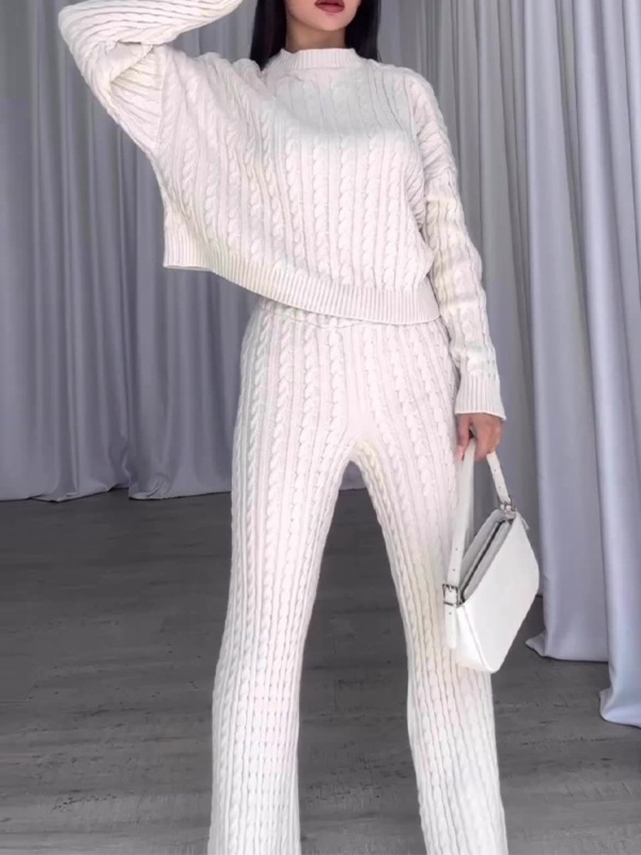 Striped printed crop top and pants suit【Free Shipping】