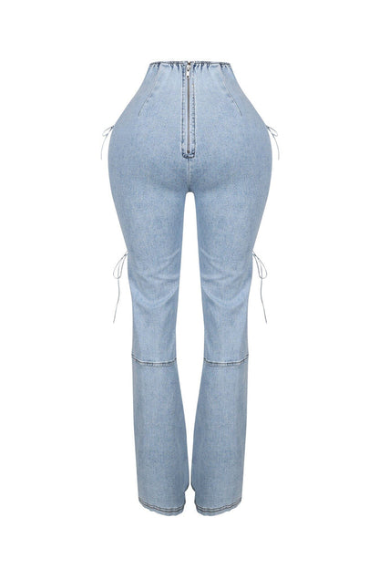 High Waist Lace Up Jeans