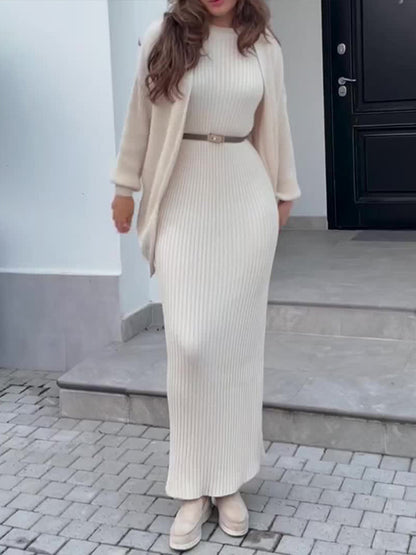 Women's Knitted Sweater Long Skirt Suit