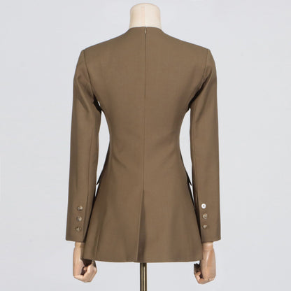 Stylish Khaki Blazer Dress