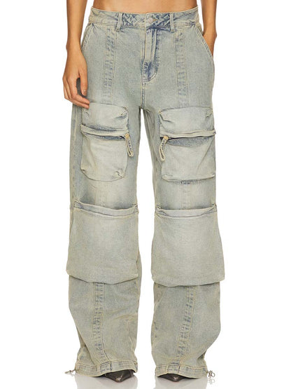 Patchwork Multi-Pocket Jeans