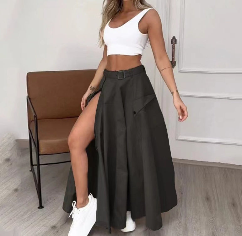 zippered slit skirt