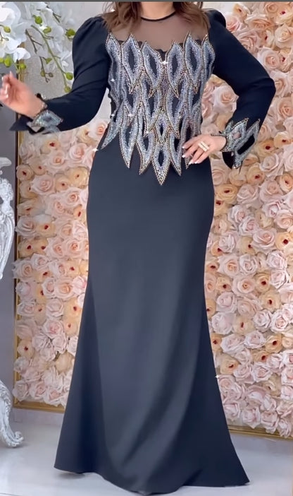 Shiny Hot Diamond Long-sleeved Dress Suit