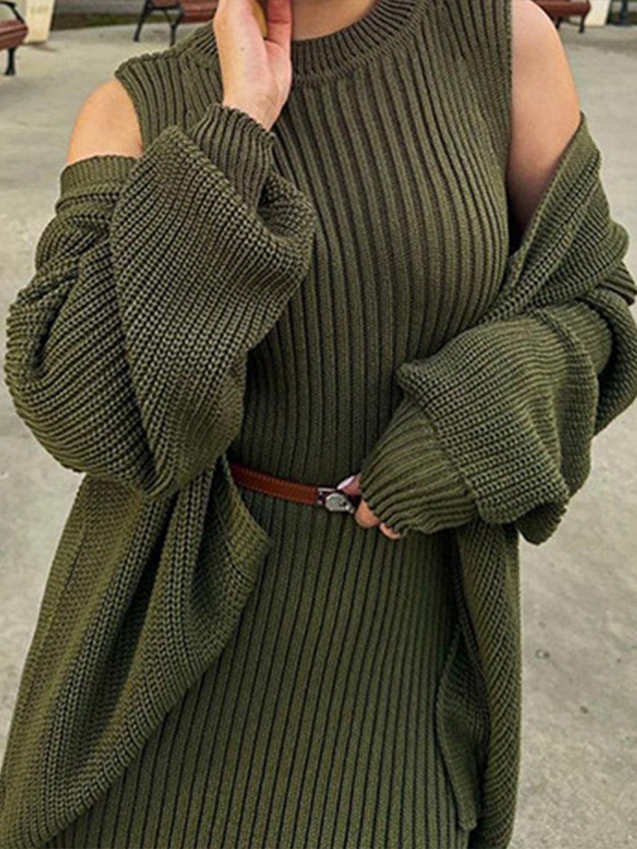 Women's Knitted Sweater Long Skirt Suit