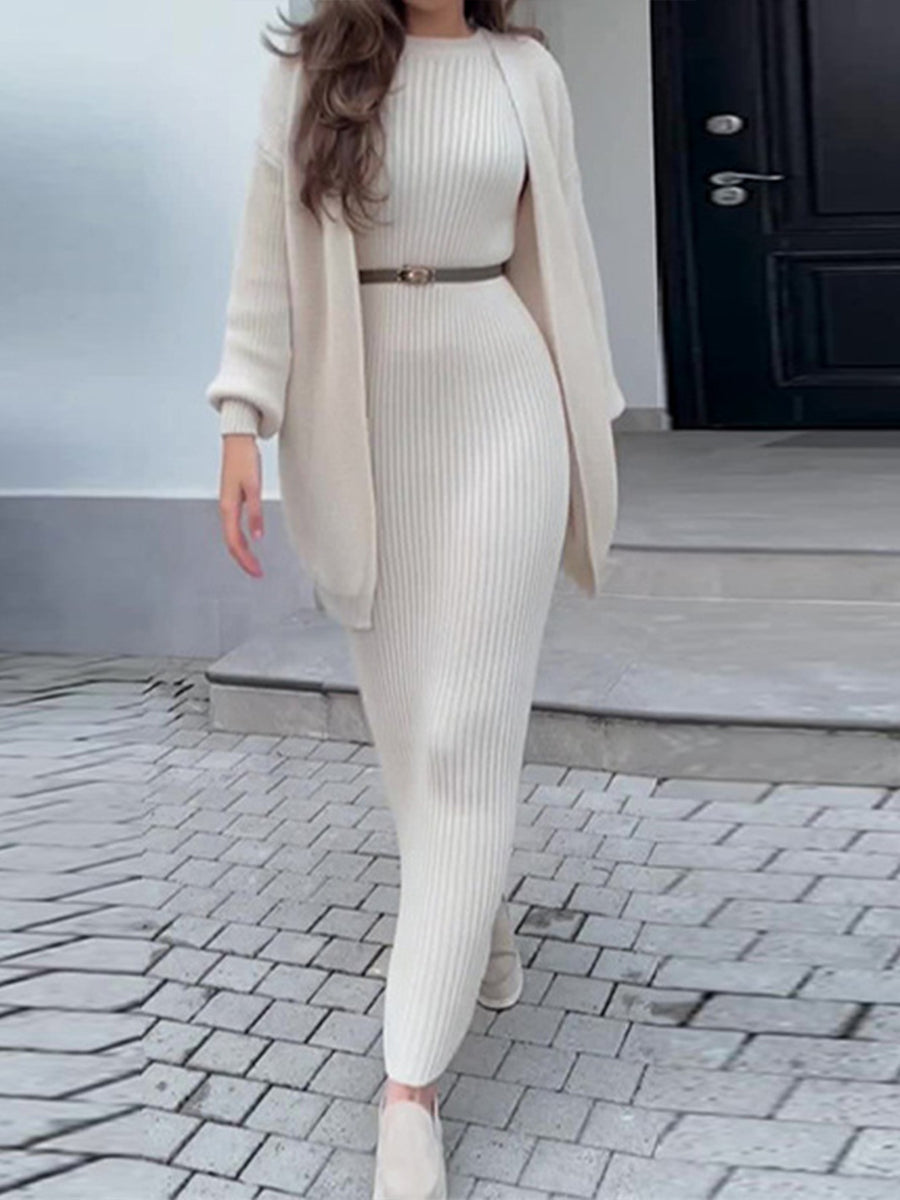 Women's Knitted Sweater Long Skirt Suit