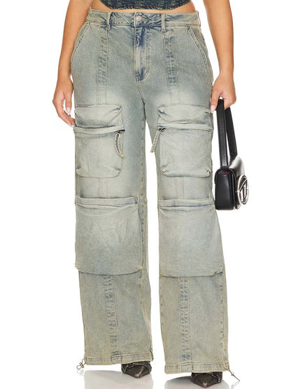 Patchwork Multi-Pocket Jeans