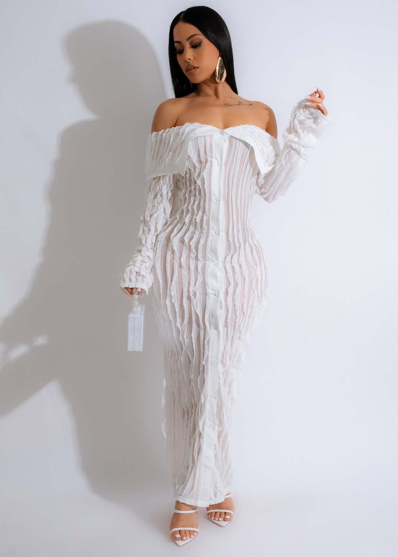 Melody Off Shoulder Mesh Dress