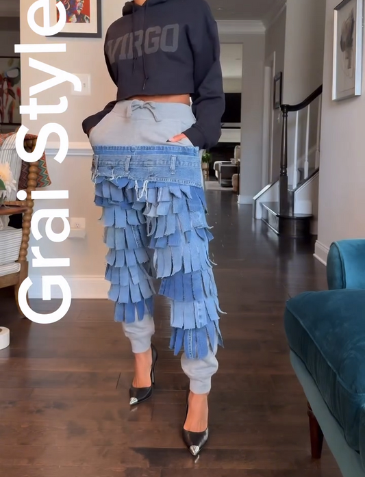 Creative fringe jeans