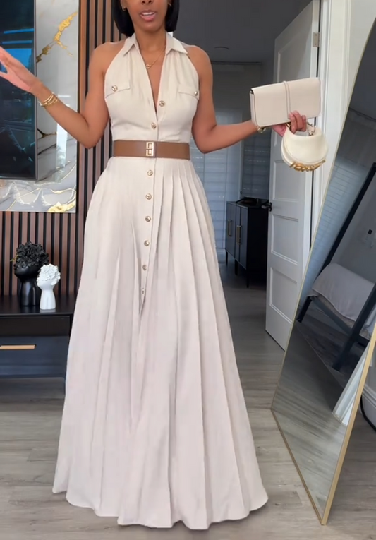 Halter Neck Fit and Flare Dress