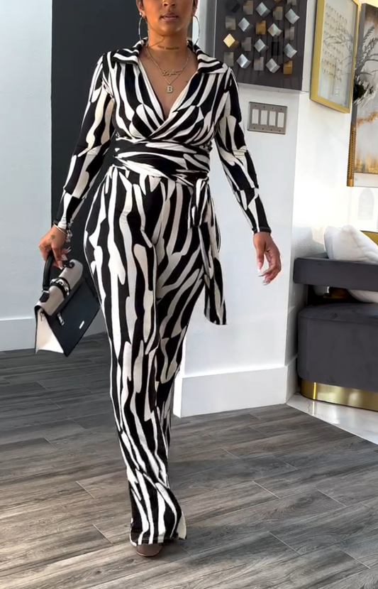 Zebra print waist jumpsuit