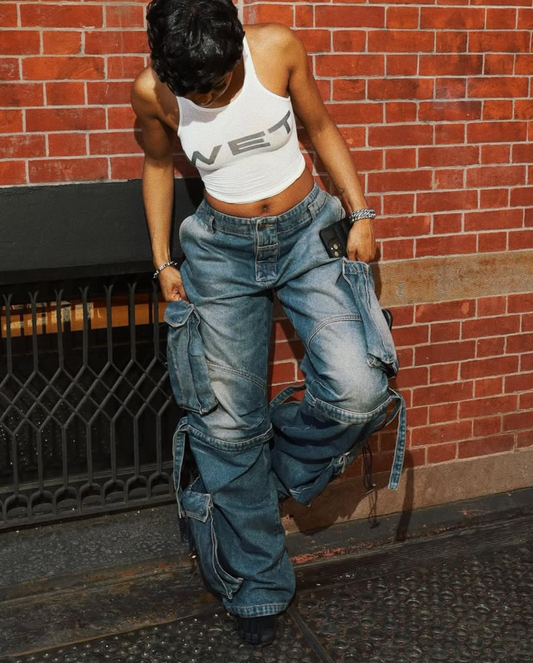 Multi-pocket fashion jeans