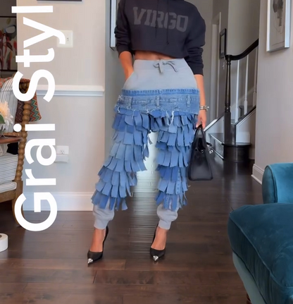 Creative fringe jeans