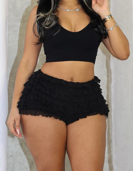Mesh Ruffle Micro Shorts