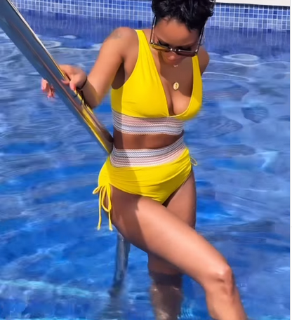 V-neck lace-up bikini set