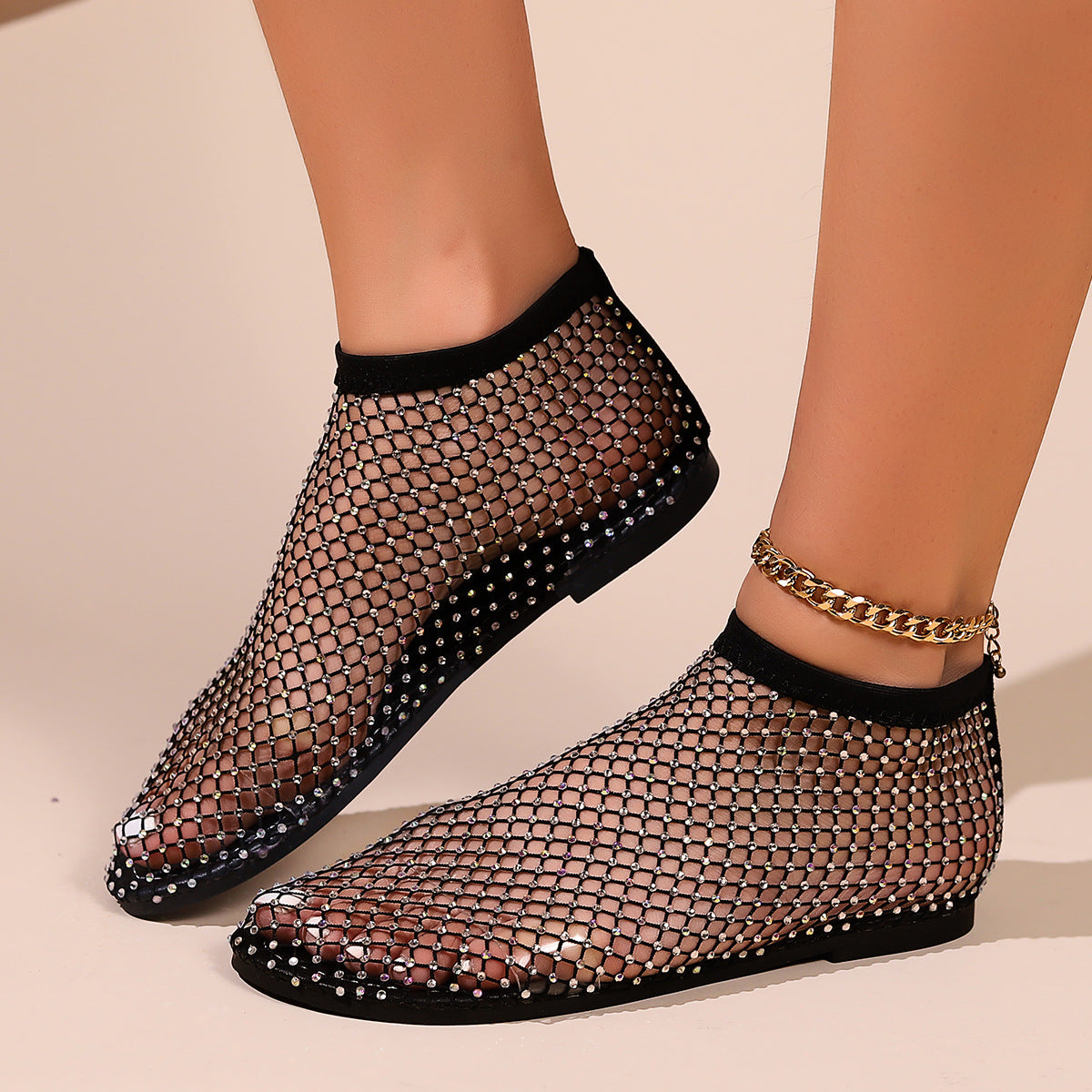 Fishnet Hollow Hot Rhinestone Sexy Sandals