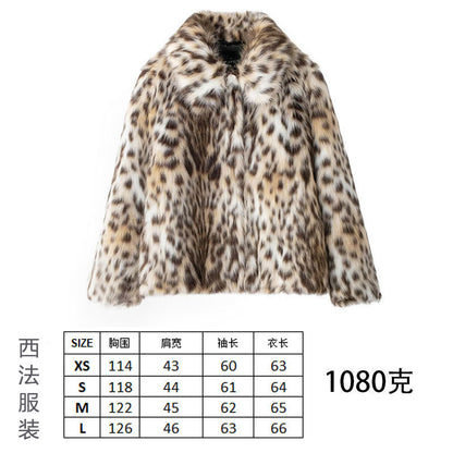 Fashion Winter Leopard Print Faux Fur Coat