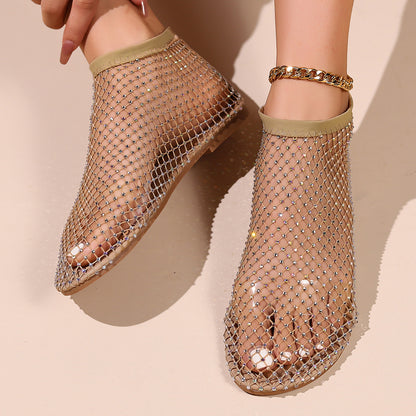 Fishnet Hollow Hot Rhinestone Sexy Sandals