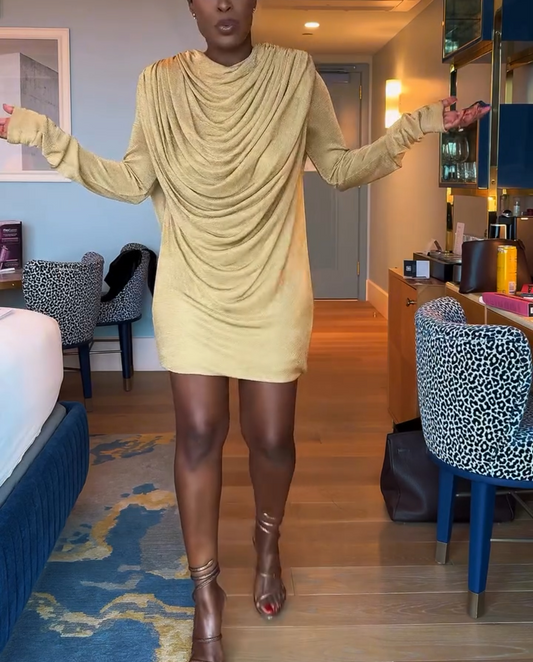 Gold Draped Mini Dress
