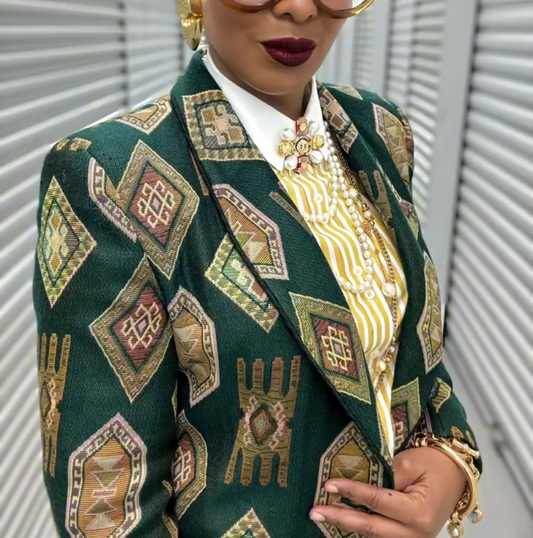 Green printed suit