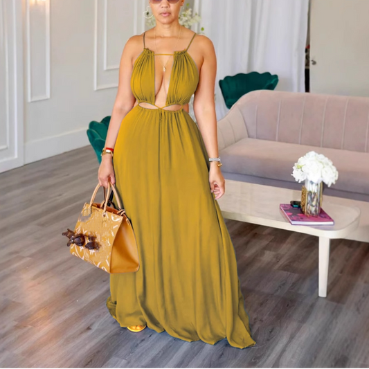Sleeveless Hollow-Out Backless Maxi Dress
