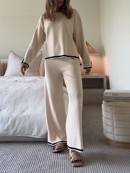 Contrast Split Knitted Suit