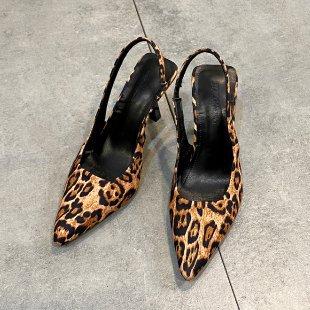 Leopard print pointed toe stiletto sandals