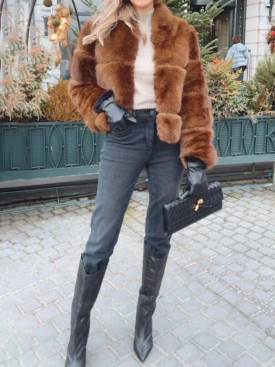 Fashion Faux Fox Fur Short Coat