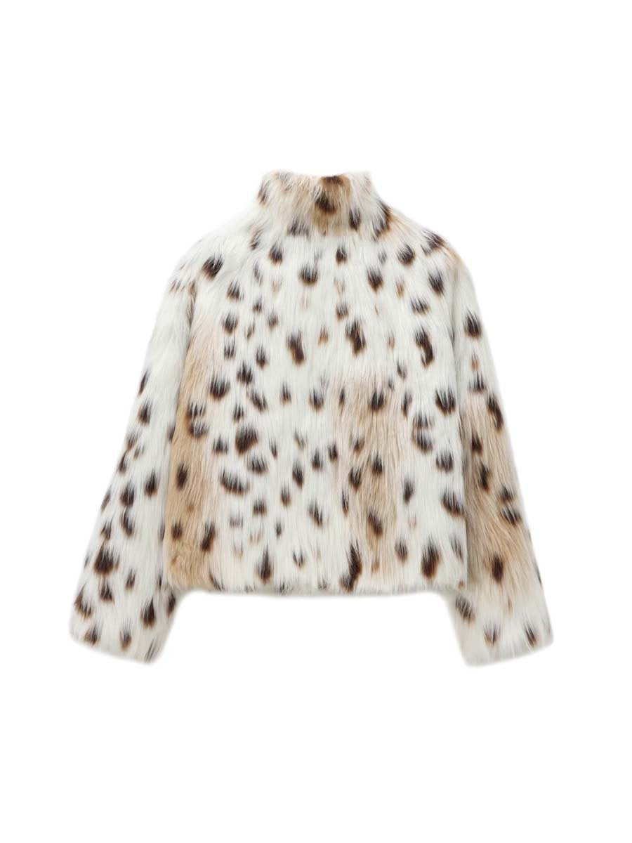 Fashion Winter Leopard Print Faux Fur Coat