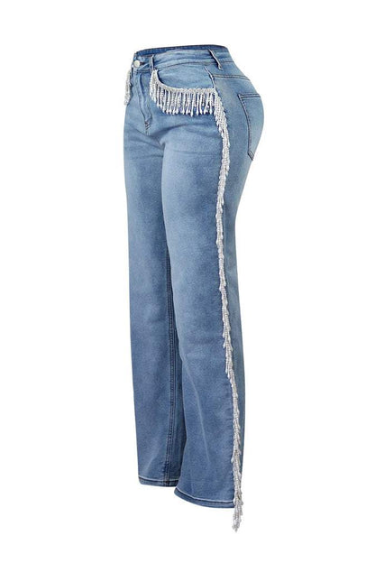 Sweet Pearl Fringe Jeans