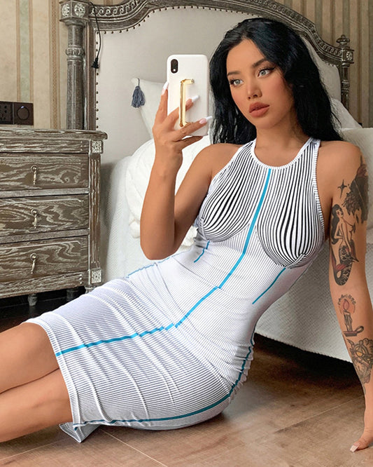 striped sexy dress