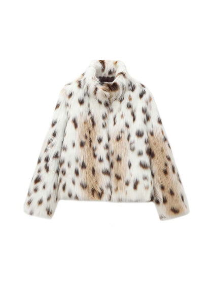 Fashion Winter Leopard Print Faux Fur Coat