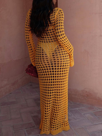 Knitted Hollowed Out Maxi Dress