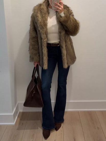 Imitation Fur Coat Fashion Elegant Plush Coat