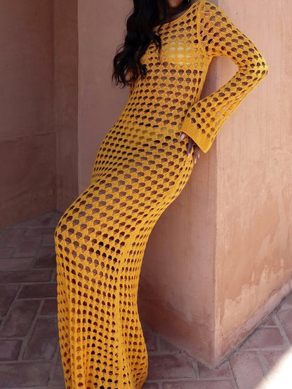 Knitted Hollowed Out Maxi Dress