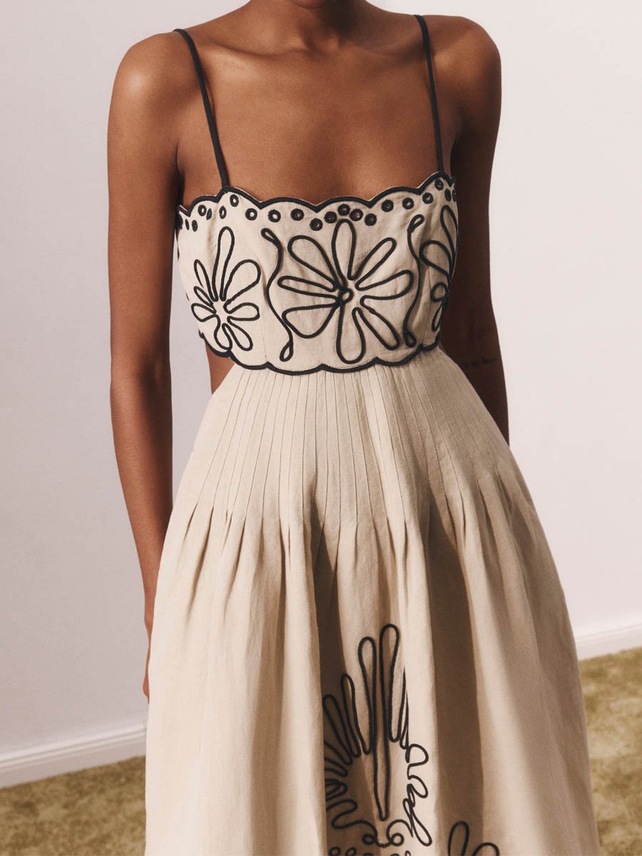 Printed Strapless Midi Dress