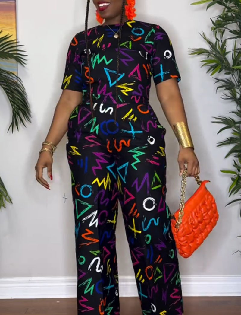 Fashionable slim trousers T-shirt set