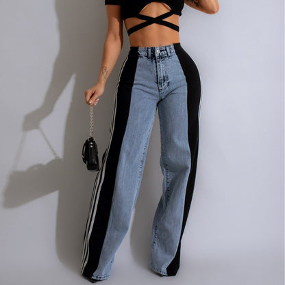 Panelled 3-Stripes Wide-Leg Jeans