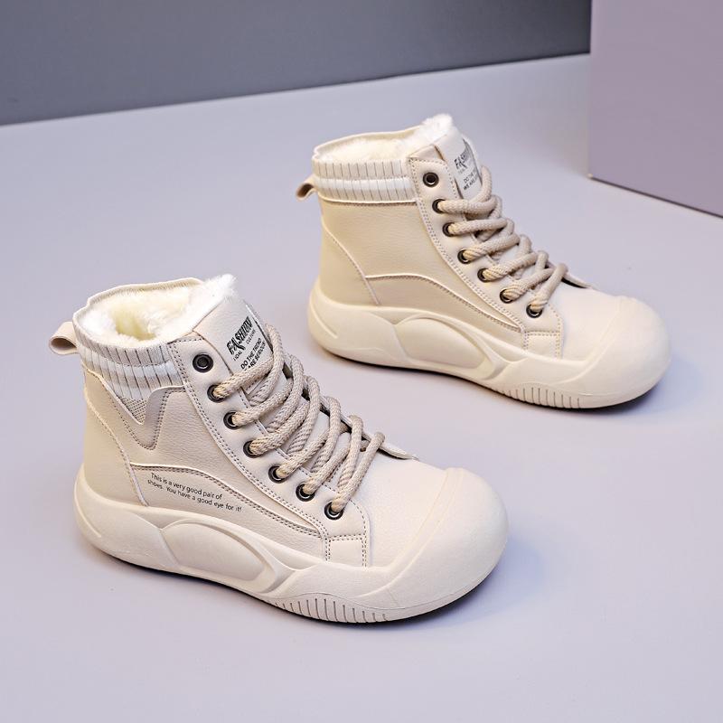 High top thick sole plus fleece shoes – chiquees
