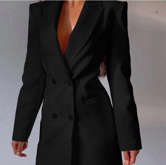 Backless double breasted suit skirt