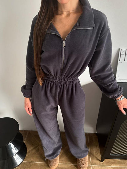 Casual elastic waist jumpsuit