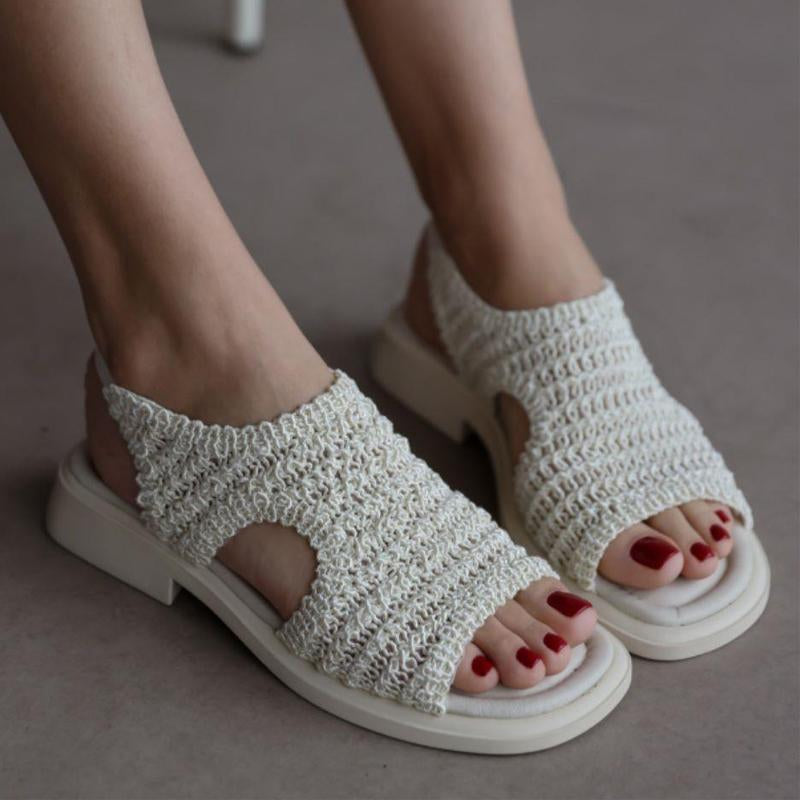 Genuine Leather Wicker Detailed Sandals