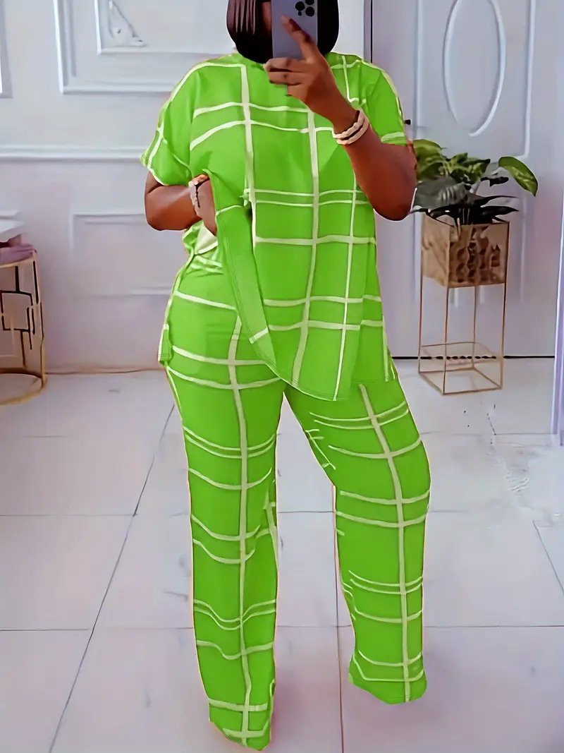 Fashionable slim trousers T-shirt set