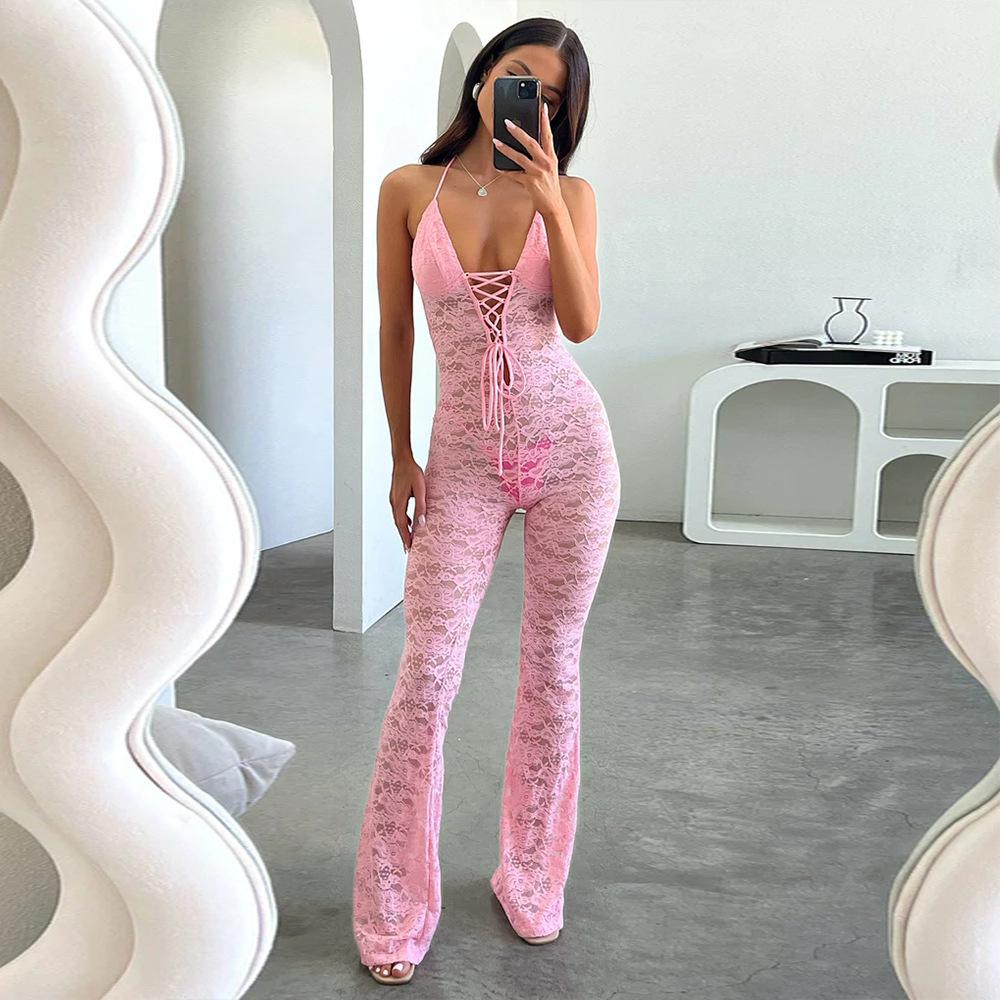 Sexy hollow lace see-through backless slim jumpsuit(Buy 2 Free Shipping✔️)