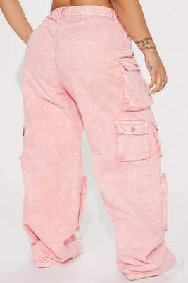 High rise cargo jeans - pink