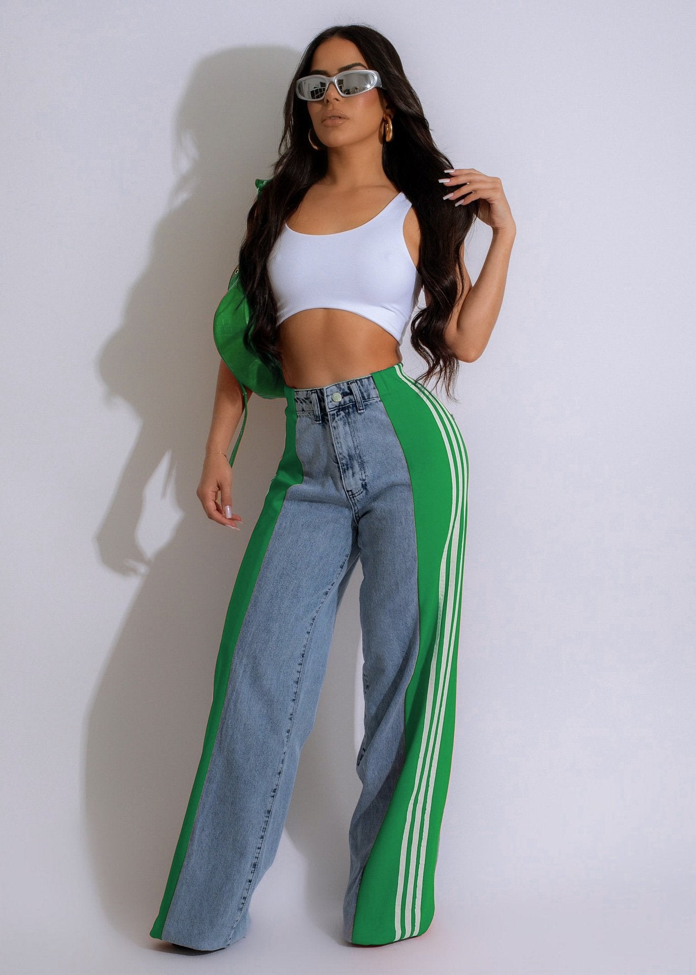 Panelled 3-Stripes Wide-Leg Jeans