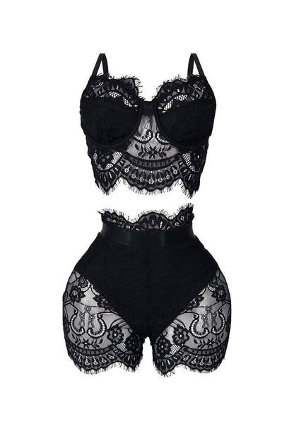 Relapse Lace Bustier & Shorts SET