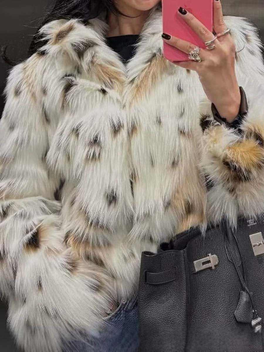 Fashion Winter Leopard Print Faux Fur Coat