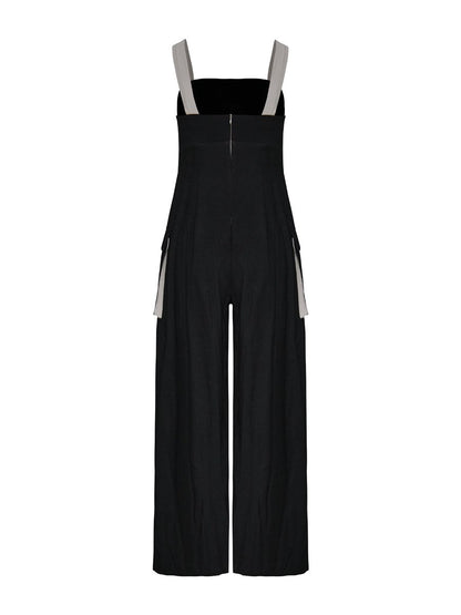 Patchwork Pockets Strap Jumpsuit